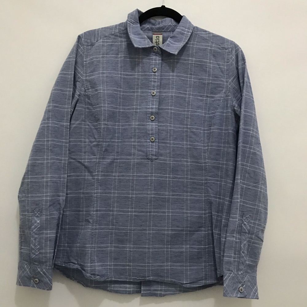 Stio Blue Plaid Button Pullover Shirt